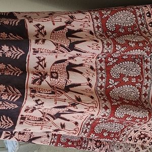 Cotton Boho Wrap Maxi Skirt Llama Mixed Print